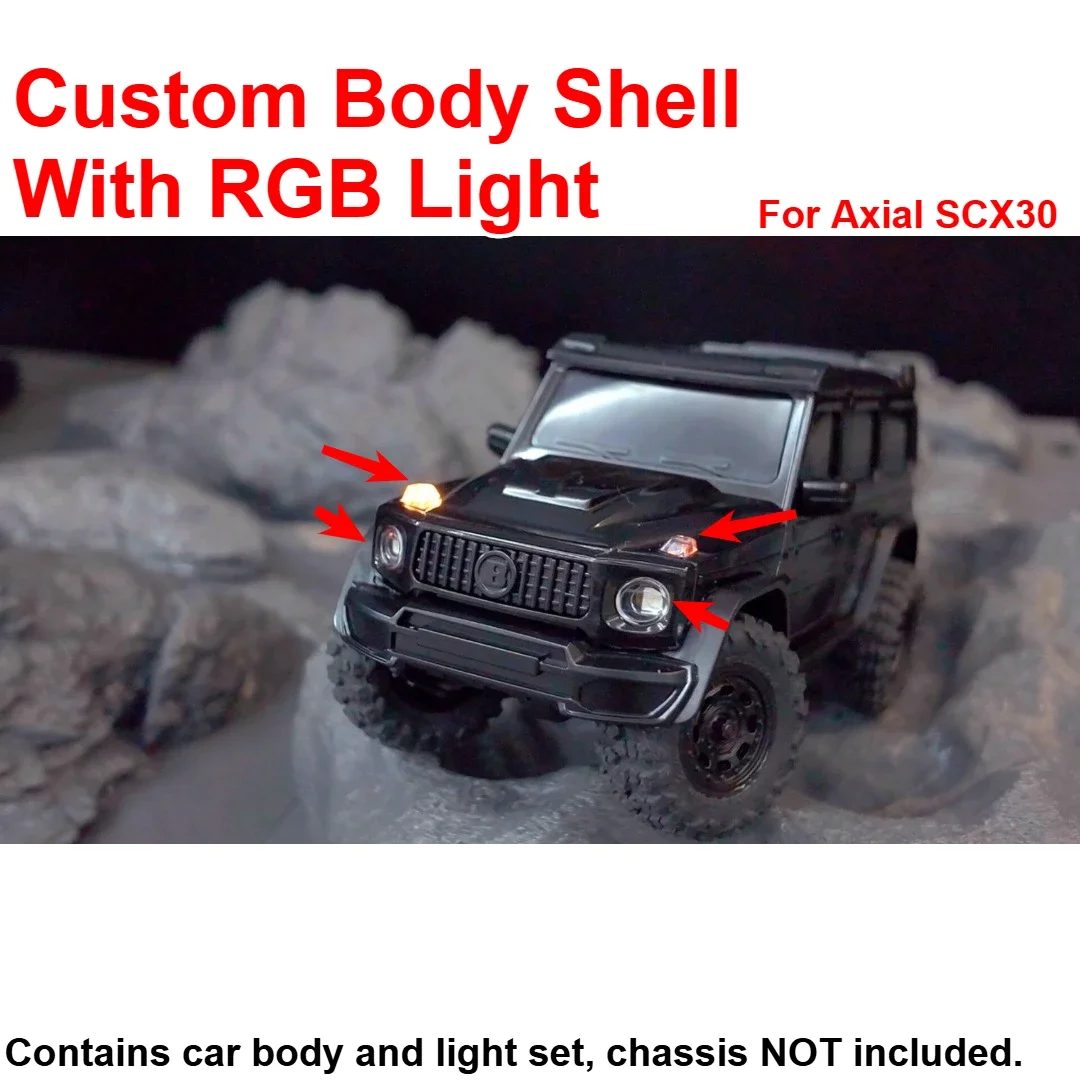 1/30 RC Crawler For Axial SCX30 Hard Off Road Body Shell With RGB Light Custom Model Number Decorative Styling Upgrade Parts