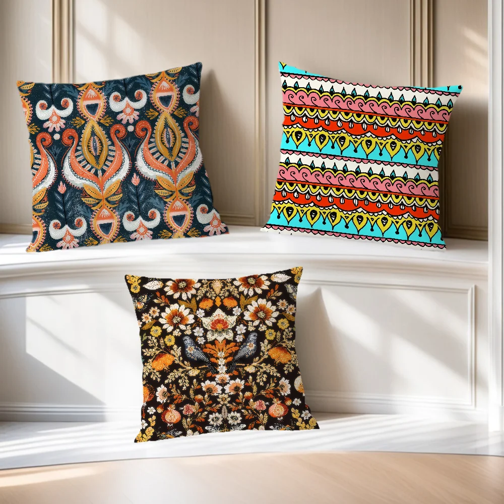 fashion Floral bird art Bohemian vintage soft Comfortable Pillow Case for Sofa Living Room Home office Decor Protective Covers