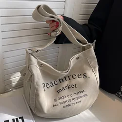 Fashion Trends Designer Large Capacity Canvas Shoulder Bags for Women 2024 Handbags and Purse Female Casual Totes Postmen Bags