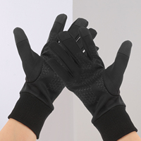 Warm Hand Gloves Men Black Polar Fleece Windproof Waterproof Cycling Touch Screen Gloves Conductive Fiber Anti Slip Silica Gel
