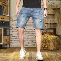 Calção jeans de Paisley cor contraste retalho masculino, design de moda casual, impresso rua legal, verão