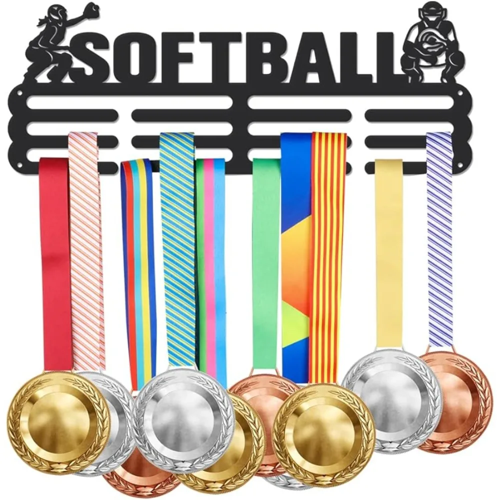 

Softball Medals Display Medal Holder Black Iron Wall Mounted Hooks for Competition Medal Holder Display Wall Hanging Over 60