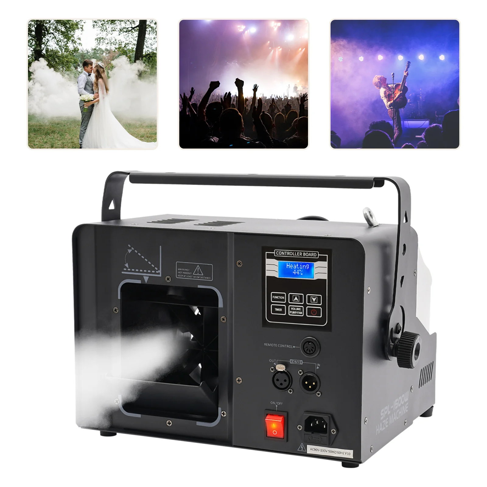 1500W Fog Machine with Remote Control Smoke Machine Stage Lighting Spray Fogger for Stage DJ Halloween Club Christmas Wedding