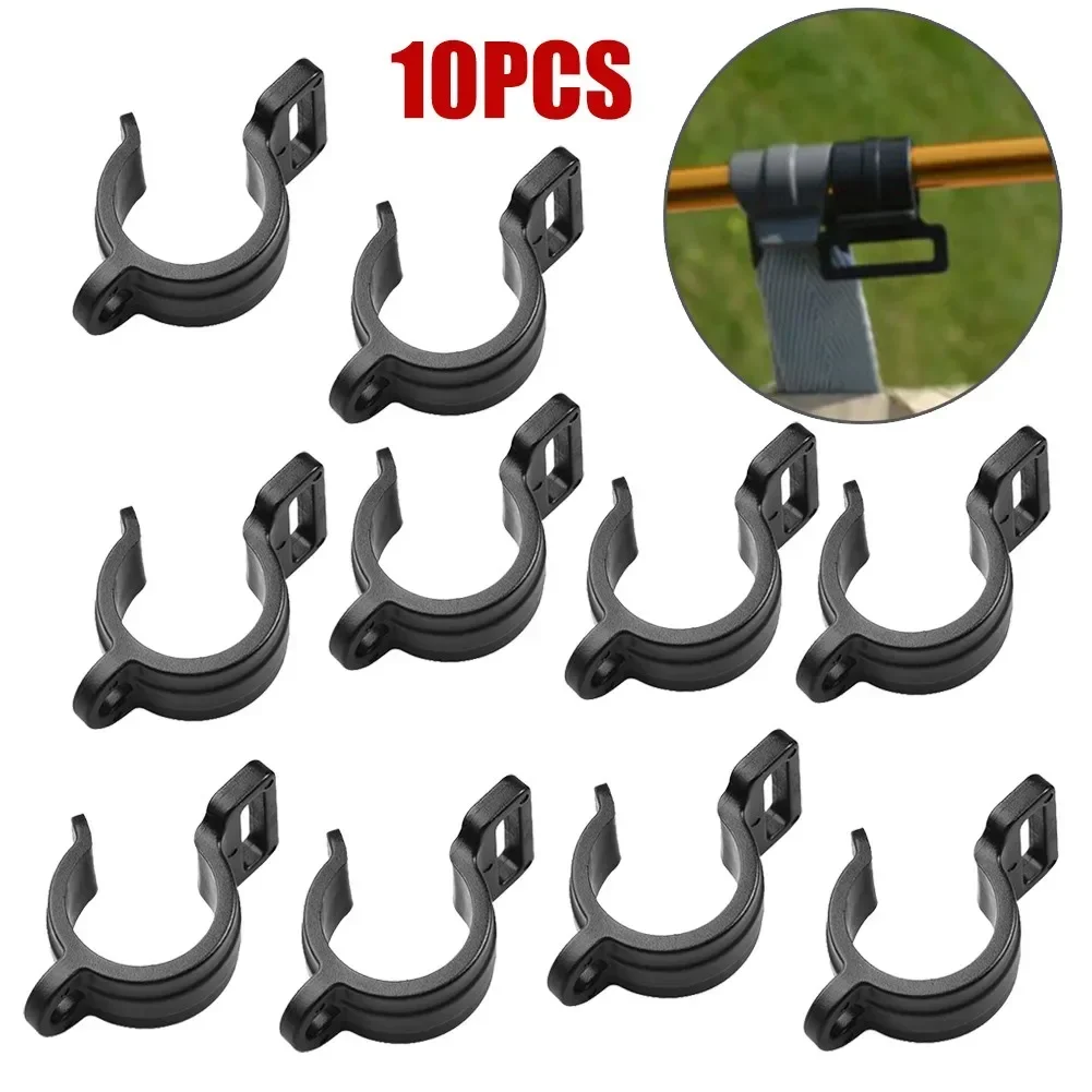 10Pcs Tent Hook C Shape Outdoor Camping Caravan Awning Tent Pole Plastic Inner Hanger Clips Tent Accessories Black