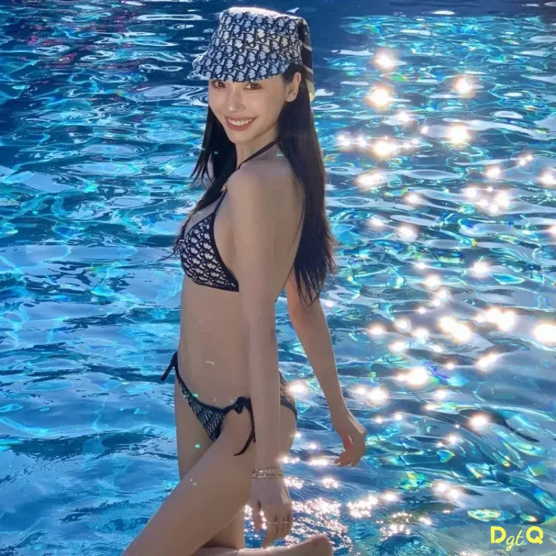 Costume da bagno bikini a vita bassa moda sexy Costumi da bagno separati da donna Controlli Set bikini stile a tre punti con croce a triangolo con scollo a V profondo