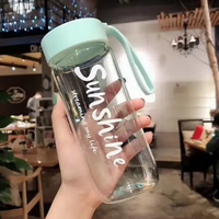 600ML Water Bottle Portable Sport Frosted Plastic Water Cup Leak-proof Juice Drinkware Couples Student Mug Transparent Kettle