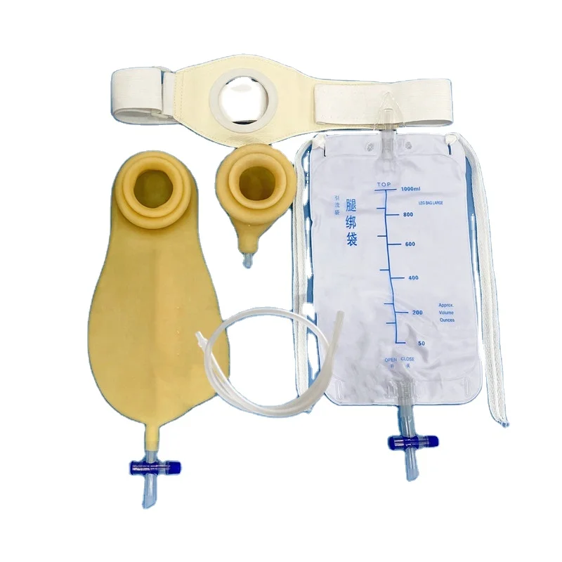 Two-piece set, tape-free latex drainage bag, catheter ostomy bag, stoma urine collection bag set, urethral ostomy bag.