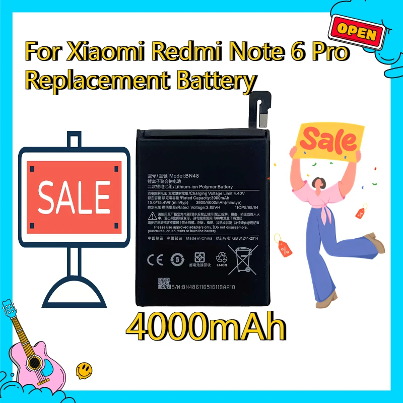 

High-Performance Mobile Phone Battery 4000mAh Mobile Phone Batteries BN48 for Xiaomi Redmi Note 6 Pro Replacement Battery