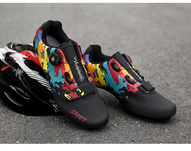 2023 MTB-Radschuhe Herren Mountainbike-Schuhe Rennrad-Straßenfahrrad-Flachschuh-Sneaker mit Klettverschluss Damen Dirt-Speed-Routen-Fahrradschuhe SPD – Detail 18