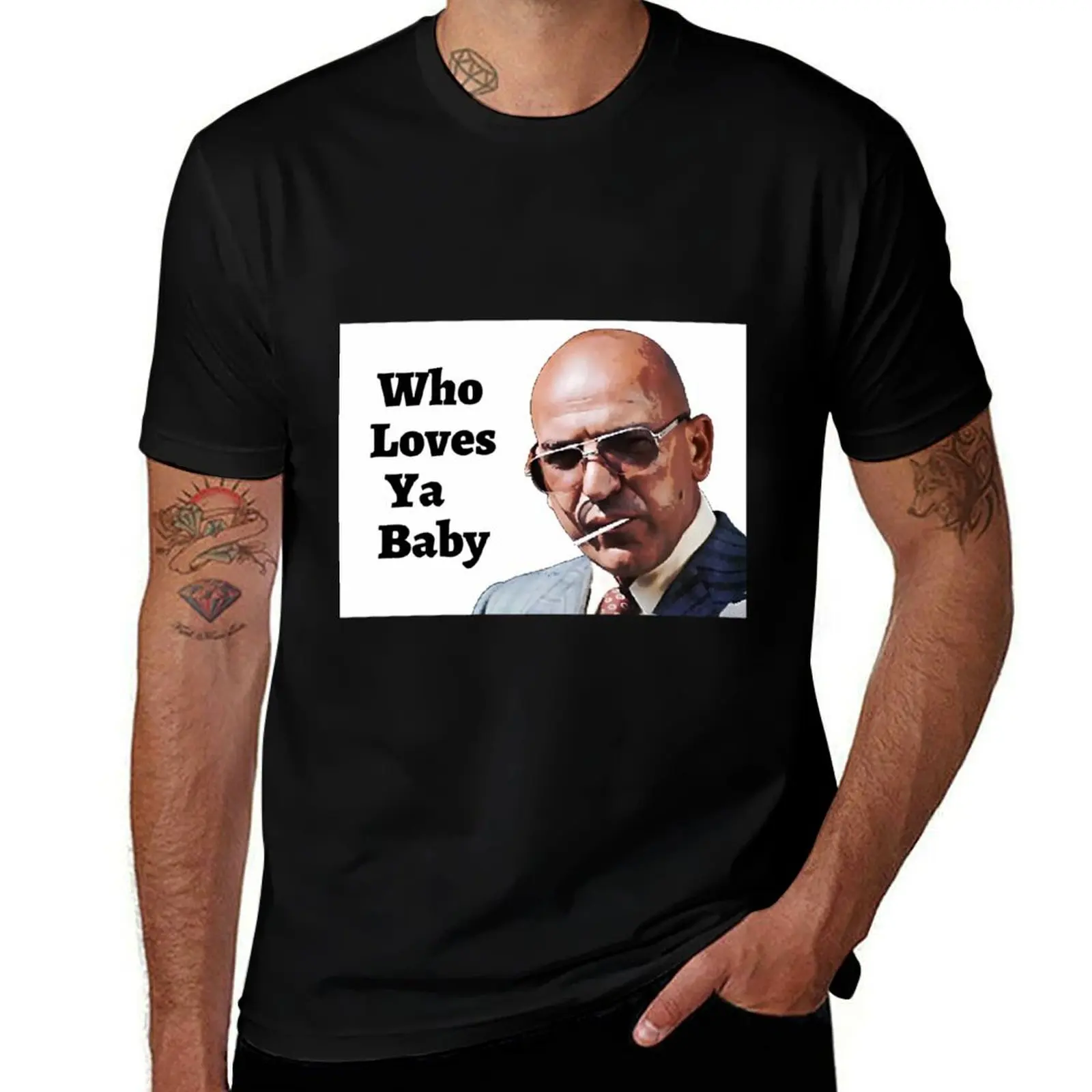 

Kojak - Who Loves Ya Ba\t T-Shirt Basic Solid Color Short Sleeve Cotton Top