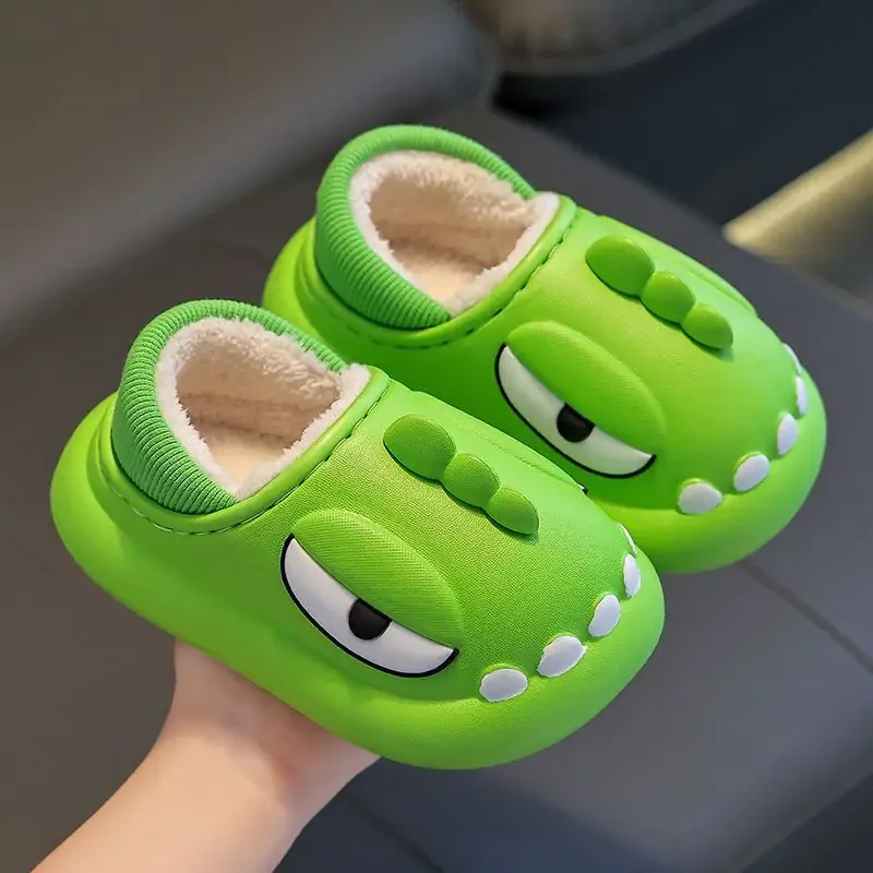 

Children's Cotton Slippers Winter Soft Sole Parent-child Home Shoes Baby Boys and Girls Dinosaur Wrap Heels Warm Cotton Shoes