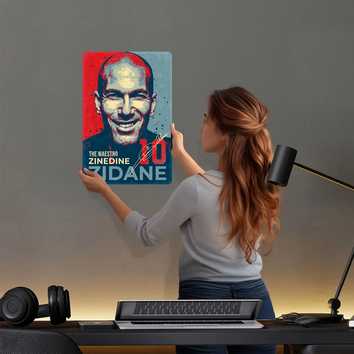 Zinedine Zidane Maestro Poster Sign Sport Poster Decoration Room Decor Custom Metal Tin Signs for Wall Art Decoration Retro Home