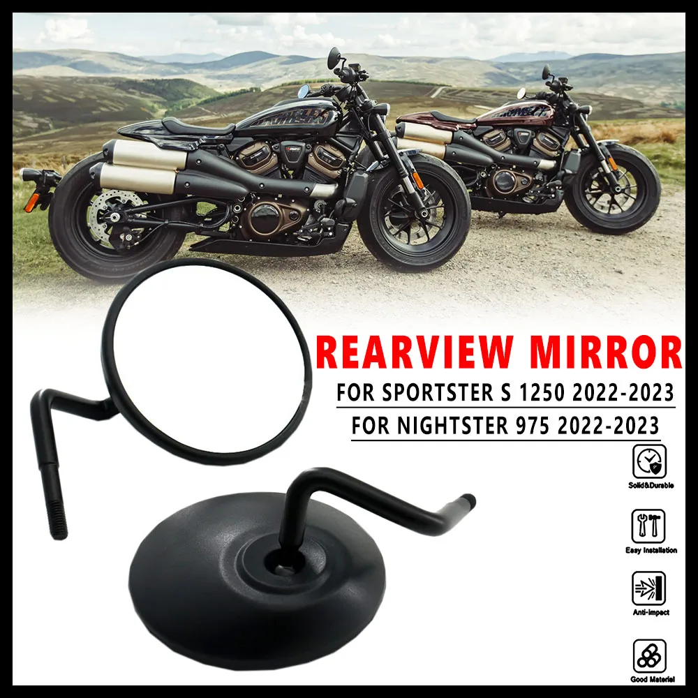 

For Harley Sportster S 1250 Nightster 975 2022 2023 Moto NEW Rearview Rear View Mirrors Glass Back Side Mirror Holder Bracket