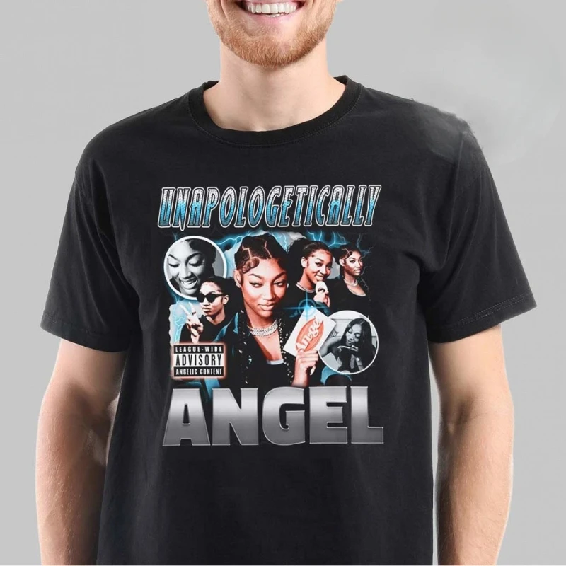 American Angel Reese UnageticALLY ANGEL Pattern T novedad de verano moda Retro hombres y mujeres ropa de calle