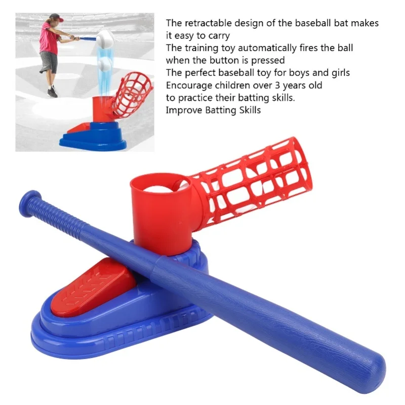 Máquina lanzadora de béisbol para niños, deportes al aire libre, juguete para padres e hijos, entrenador de béisbol con 3 pelotas de béisbol para niños y niñas