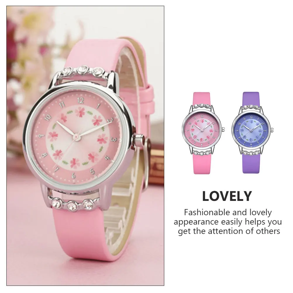 2pcs Kids Quartz Watch Waterproof Children Wrist Watch For Girls Cartoon Student Timepiece Adjustable Strap Watches For Kids