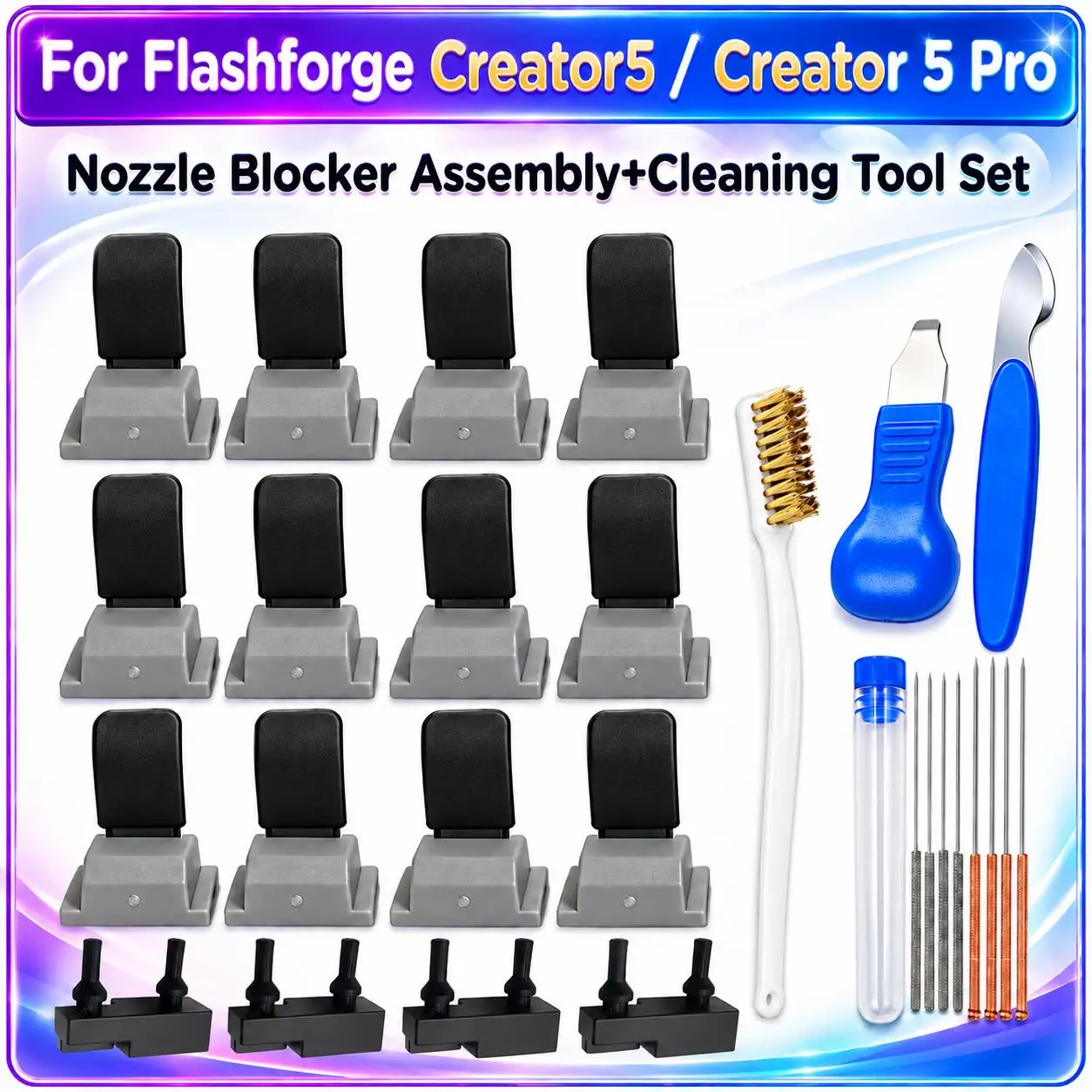 Nozzle Blocker Assembly Silicone Wiping Pad Cleaning For Flashforge Creator 5 Creator 5 Pro Nozzle Wiper Dock 3D Printer Parts
