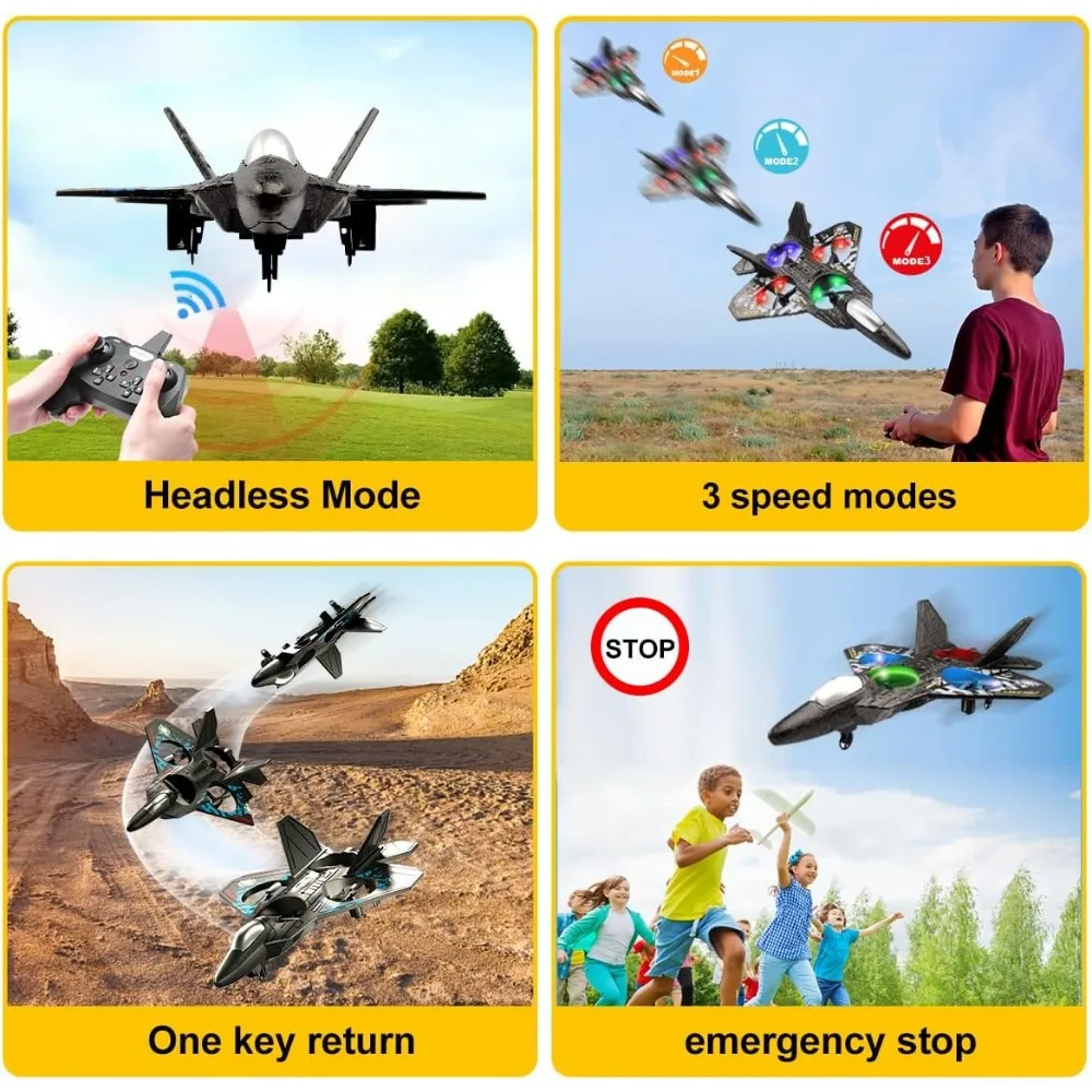 Avión de espuma RC para niños de 8 a 16 años: control de 2,4 GHz con luz, 360 °   Flips, Stunt Rolls y Hovering: Ideal para niños y principiantes