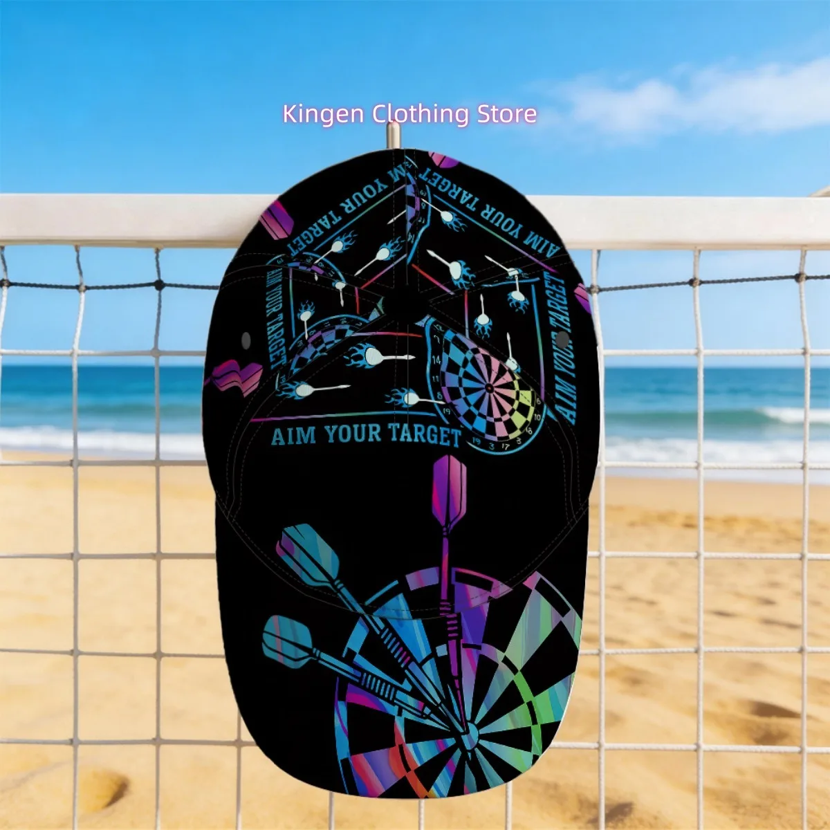 1pc Featuring a Colorful Dart Game Artwork, This Classic Baseball Cap Is Made from Non-Stretch Fabric, Is Hand Washable, And Has