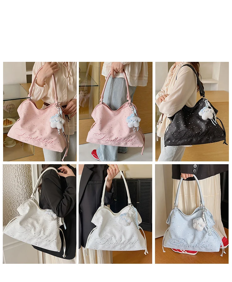 Y2k Fashion Letter Printing Pattern Shoulder Bag for Women 2026 Sweet Girls Vintage Casual Tote Bag Handbags Large Capacity Bag