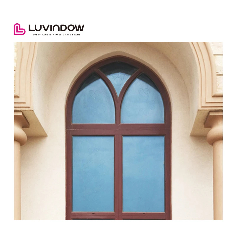 Arch Wood Windows Wooden Aluminium Casement Window Aluminum Alloy Insect Control Custom Arch Shaped Windows