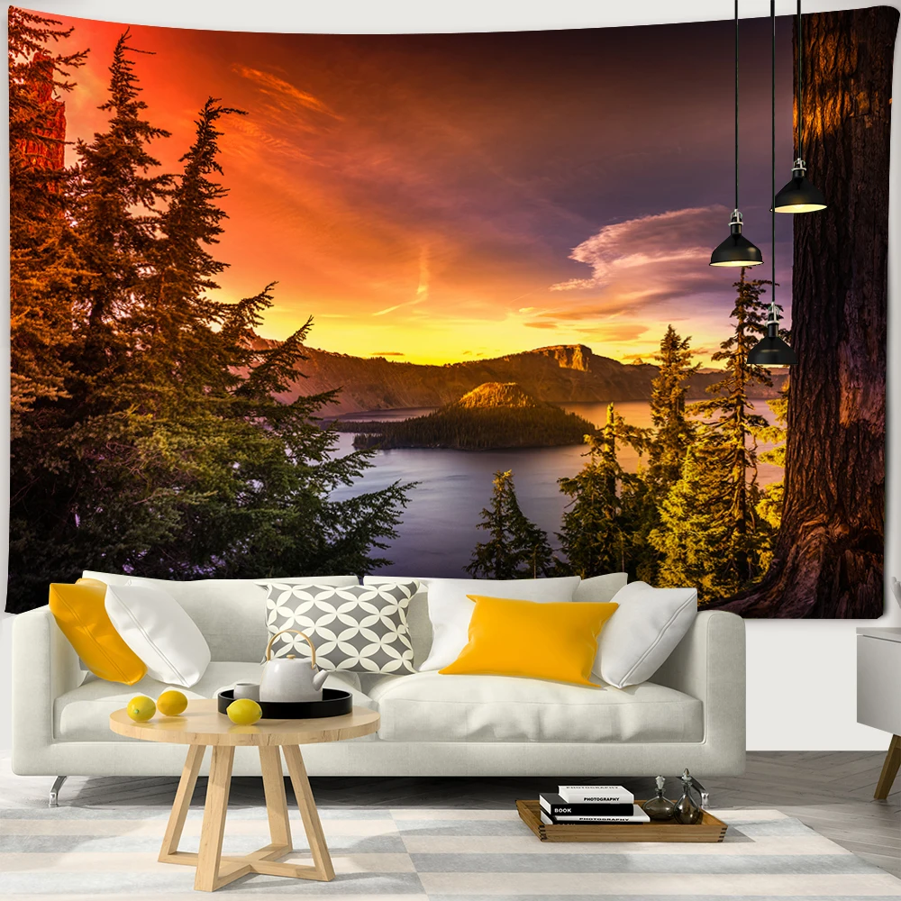 

Beautiful Sunset Landscape Tapestry Bohemian Bedroom Decor Aesthetic Tapestries Living Room Decoration Wall fabric Tapestries