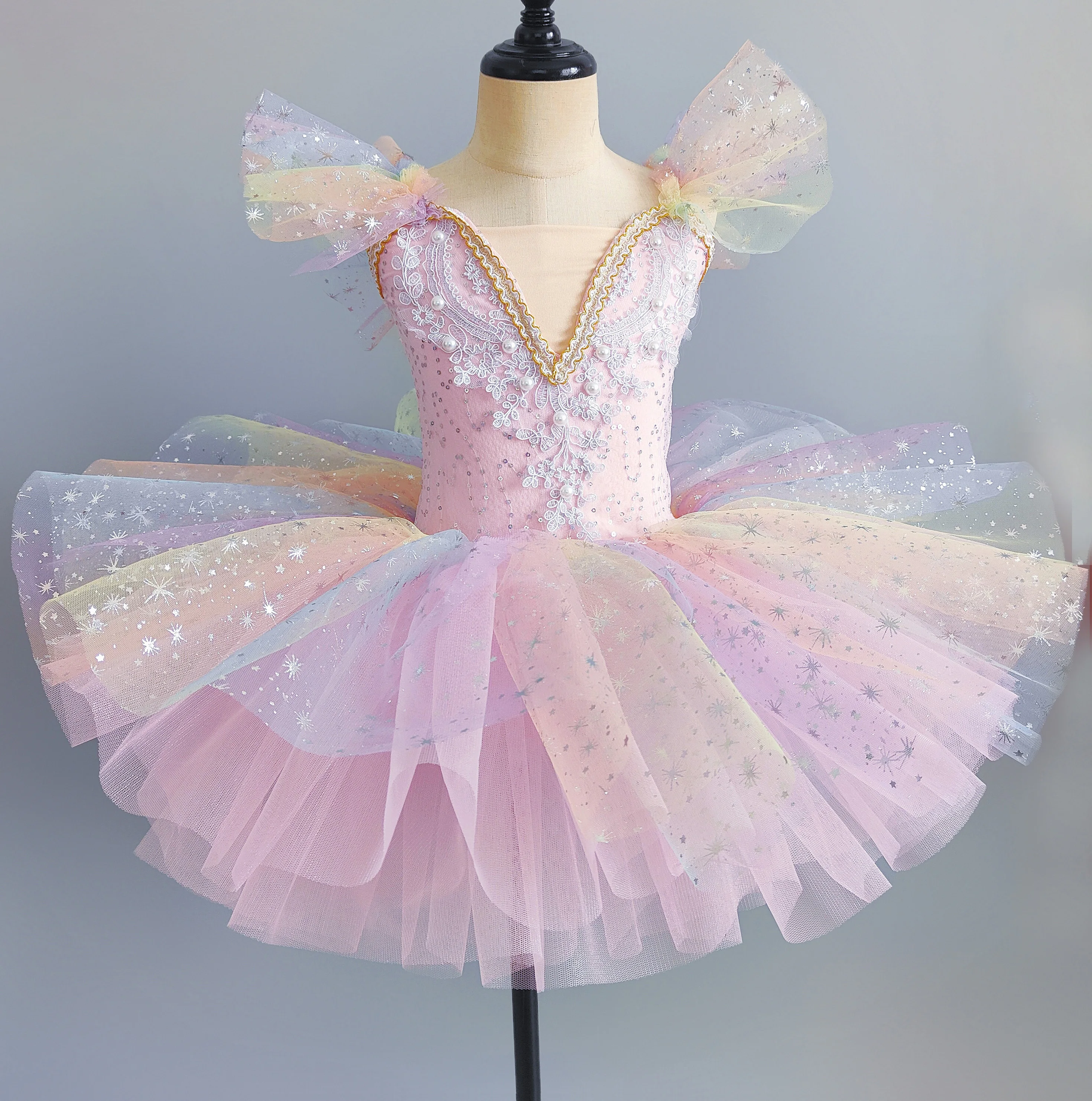 Kids Ballet Dress Seven Colors Girls ChildrenSequined Princess Dress Ballet Tutu DanceClothes Performance Tutu Skirts