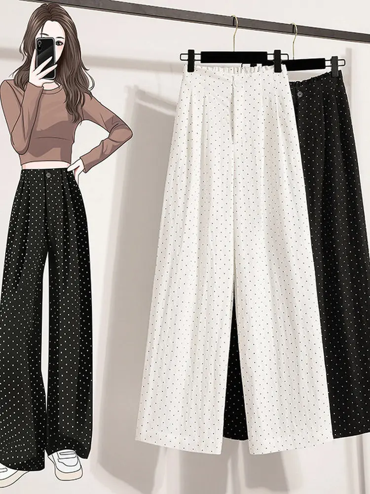 

Lace Viscose Wide Leg Jeans Women's High Waist Slimming Drapey Loose Long Pants Summer Season Comfortable Soft Fabric