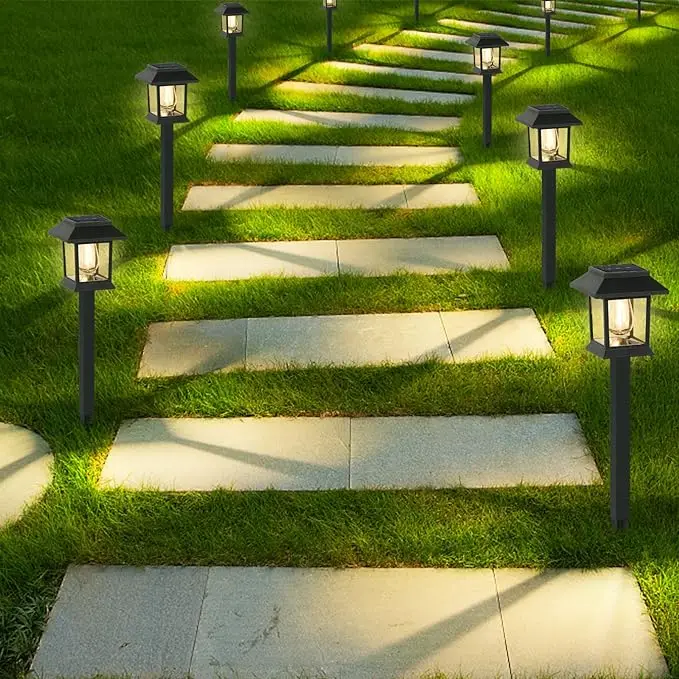 Imagem -04 - Luz Solar ao ar Livre do Gramado Impermeável Paisagem Jardim Luz Canal Decorativo Pátio Portas Dianteiras e Traseiras 12 Pack