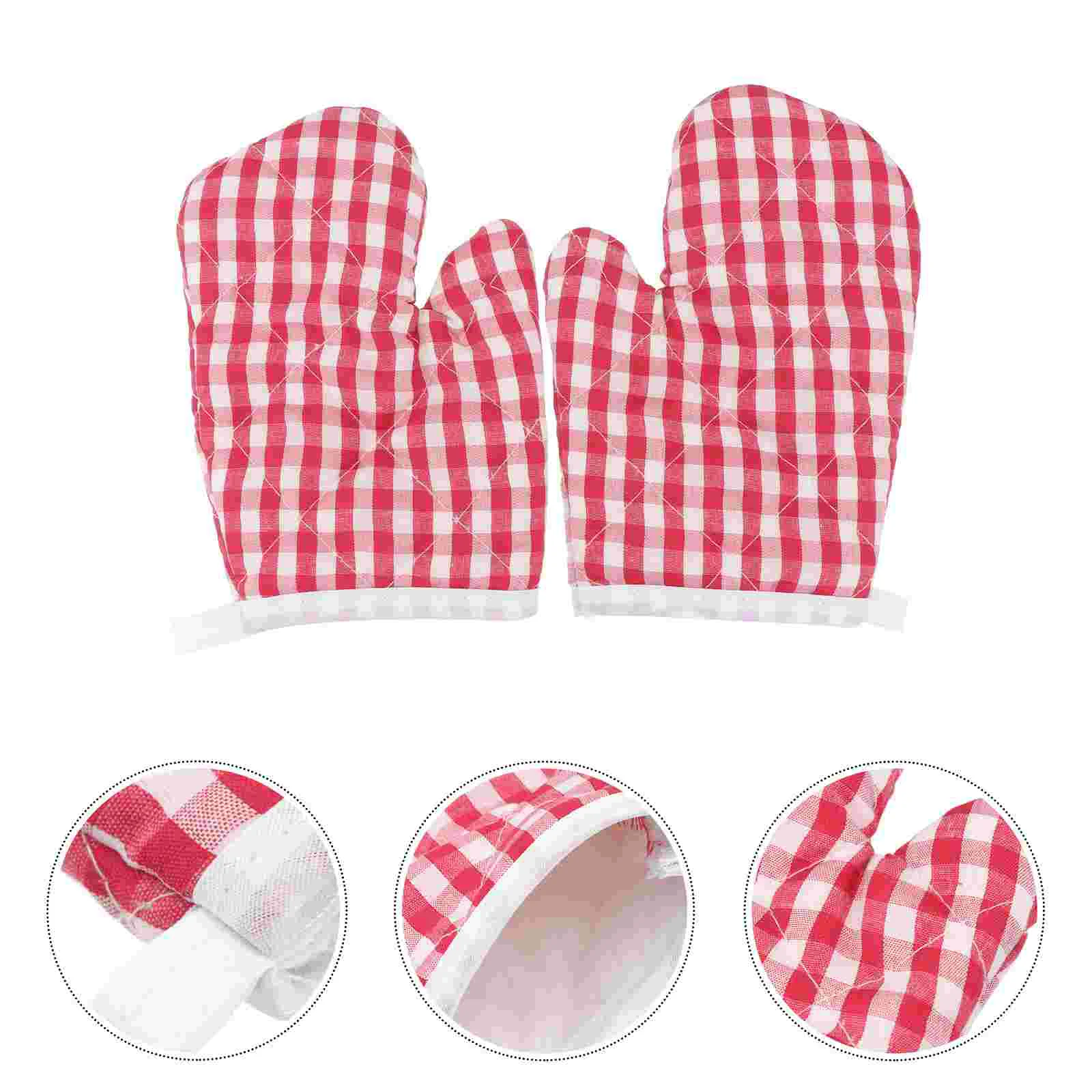 

2 Pcs Insulation Gloves Oven Baking Mitt Kitchen Microwave Heat-resistant Kids Mittens