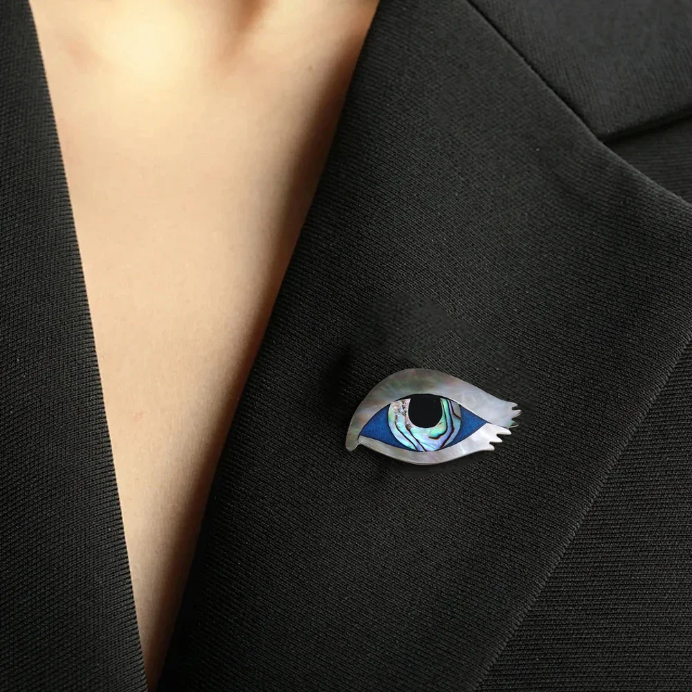 

Fashionable Eye Brooch European and American Personality Versatile Natural Abalone Shell Corsage Pins Decoration Crafts Badges