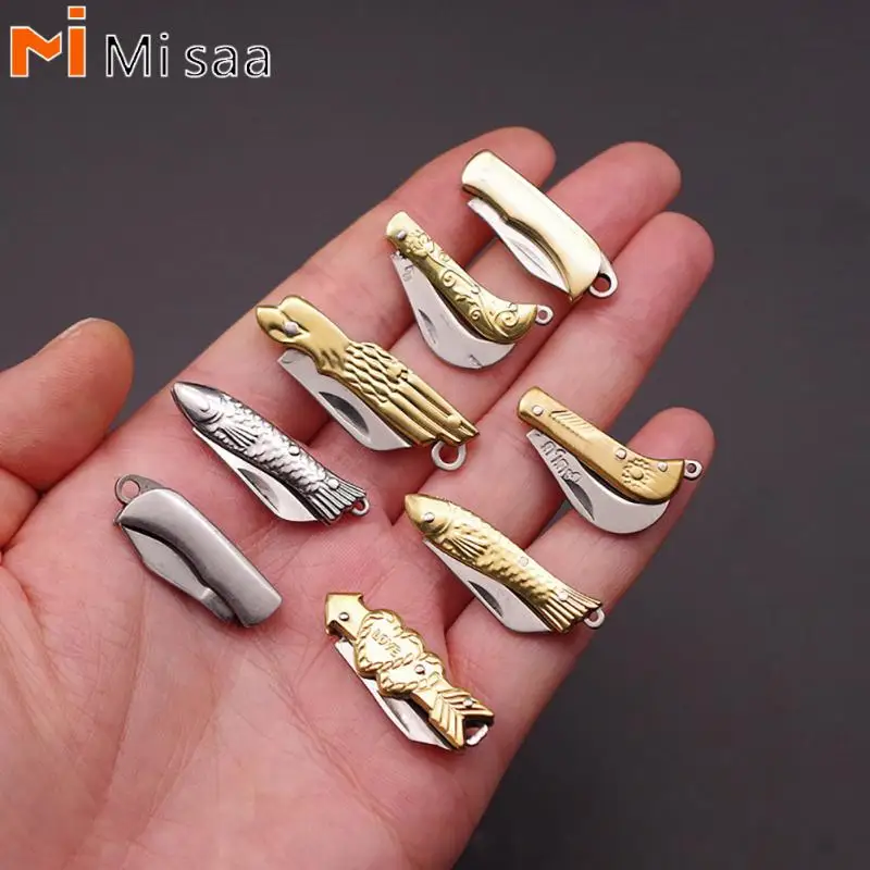 Portable Mini Pocket Knife Stainless Steel Key Chain Sharp Unpacking Express Knife Multifunctional Folding Fruit Peeling Knife