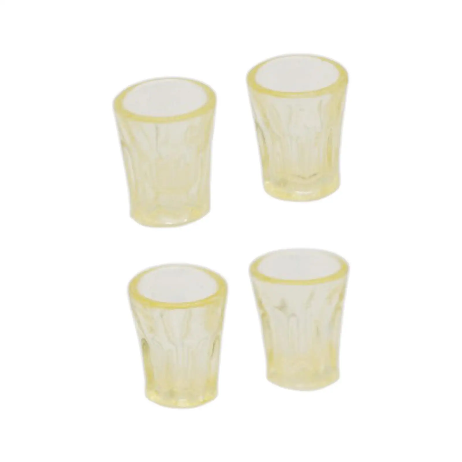 4pcs Dollhouse Mini Tableware Decor Plastic Cups Transparent