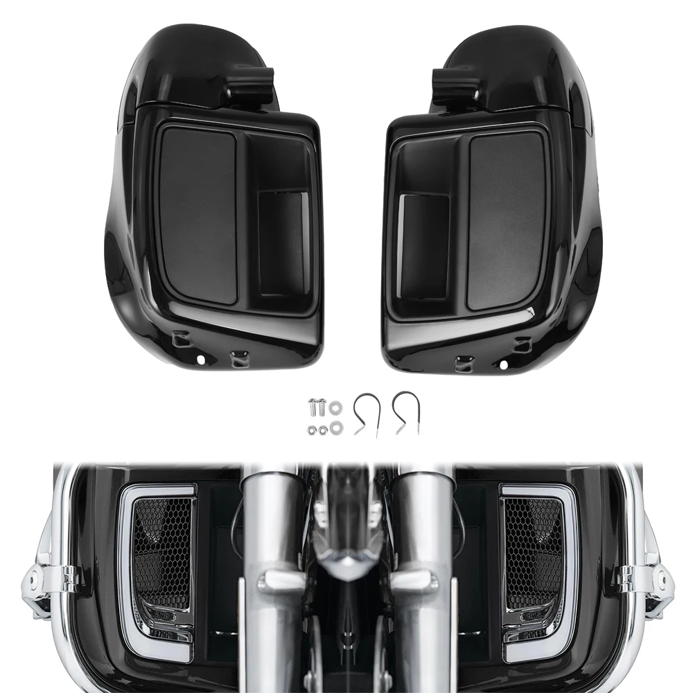 

Motorcycle Gloss Black Lower Fairings Vented Leg Warmers Cap Glove Box For Harley Touring Electra Road Street Glide CVO 2014-23