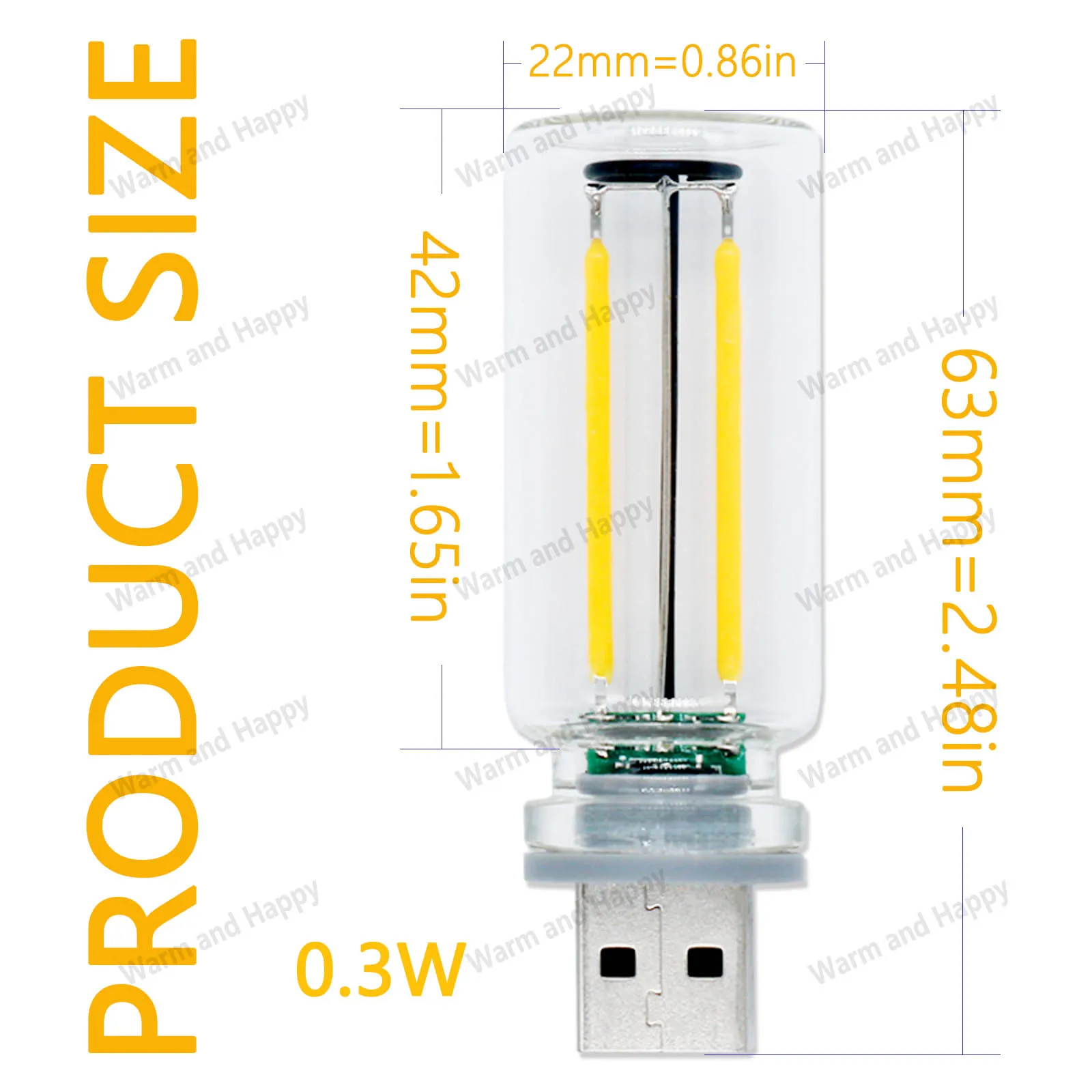 LED Retro Edison Light Bulb 0.3W DC5V USB Dimming Touch Tube Light Source Mobile Power Light Night light Bedside Light Laptop