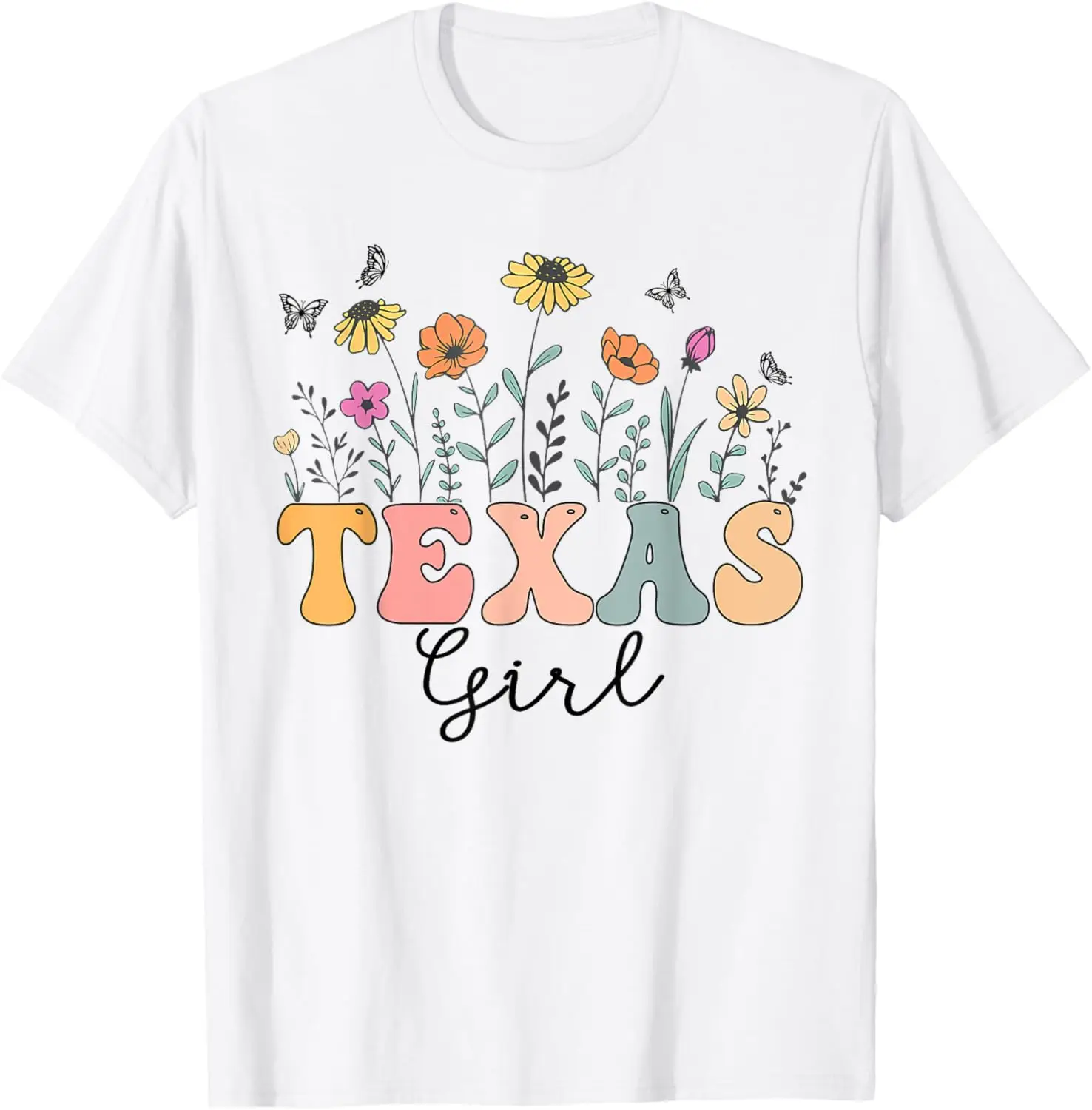 

Texas Girl Wildflower Groovy Texas Lover T-Shirt