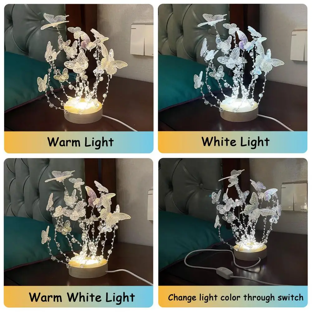 Diy borboleta conjunto de luz noturna artesanal led light-up borboleta candeeiro de mesa para decoração do quarto feminino e meninas presente de aniversário