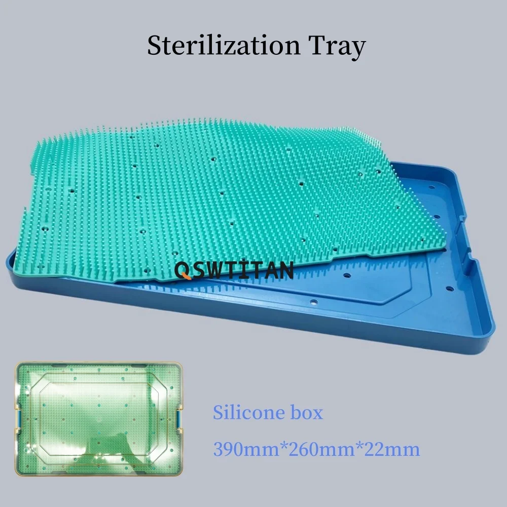 QSWTITAN ถาดฆ่าเชื้อกล่องหม้อนึ่งความดันพร้อมแผ่นซิลิโคนสำหรับเครื่องมือกระดูกและทันตกรรมจักษุวิทยา Autoclaveable