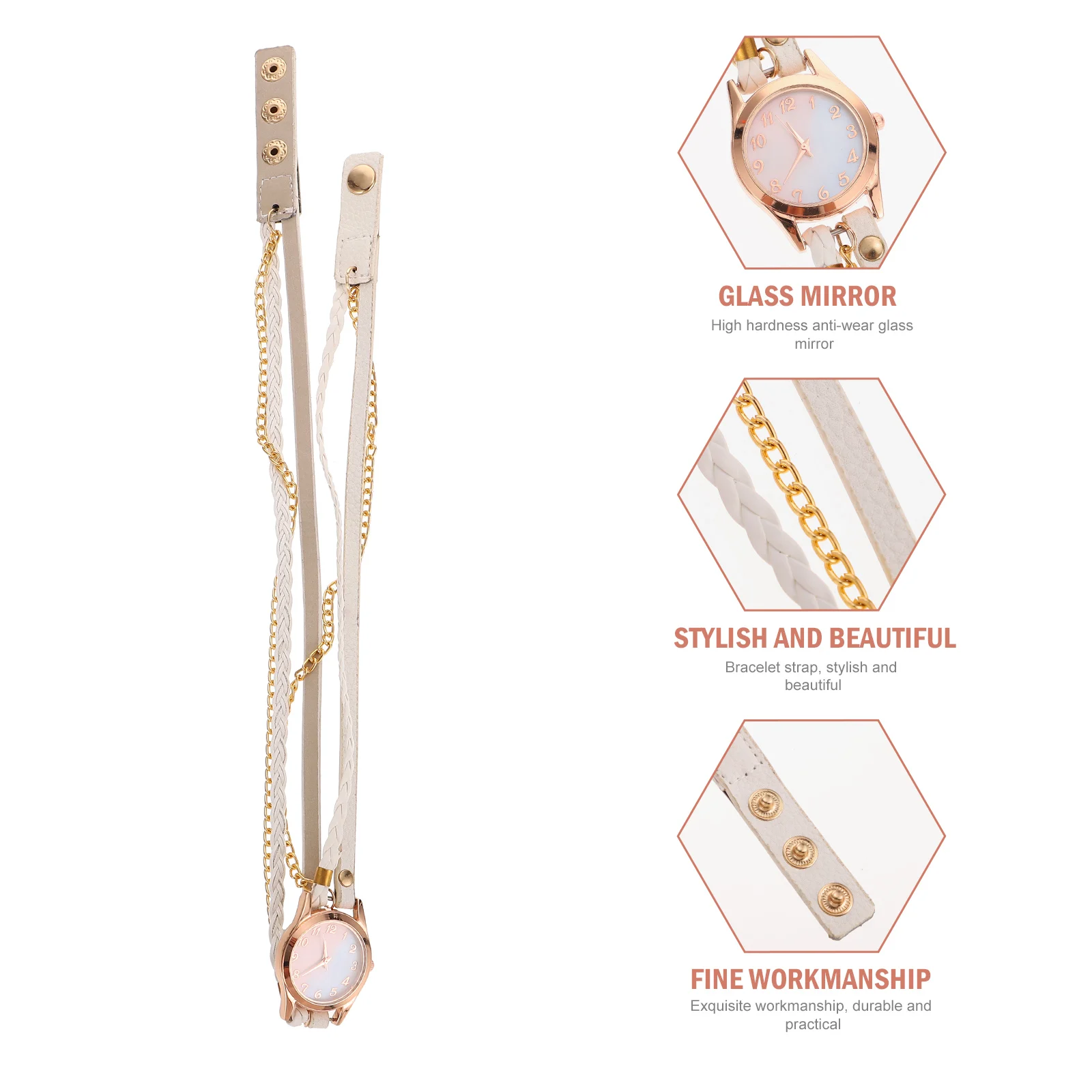 

Stylish Women's Bracelet Watch Delicate Wristwatch Fashion Quartz Ladies Wristwatch Light Elegant Pu for Daily for Women