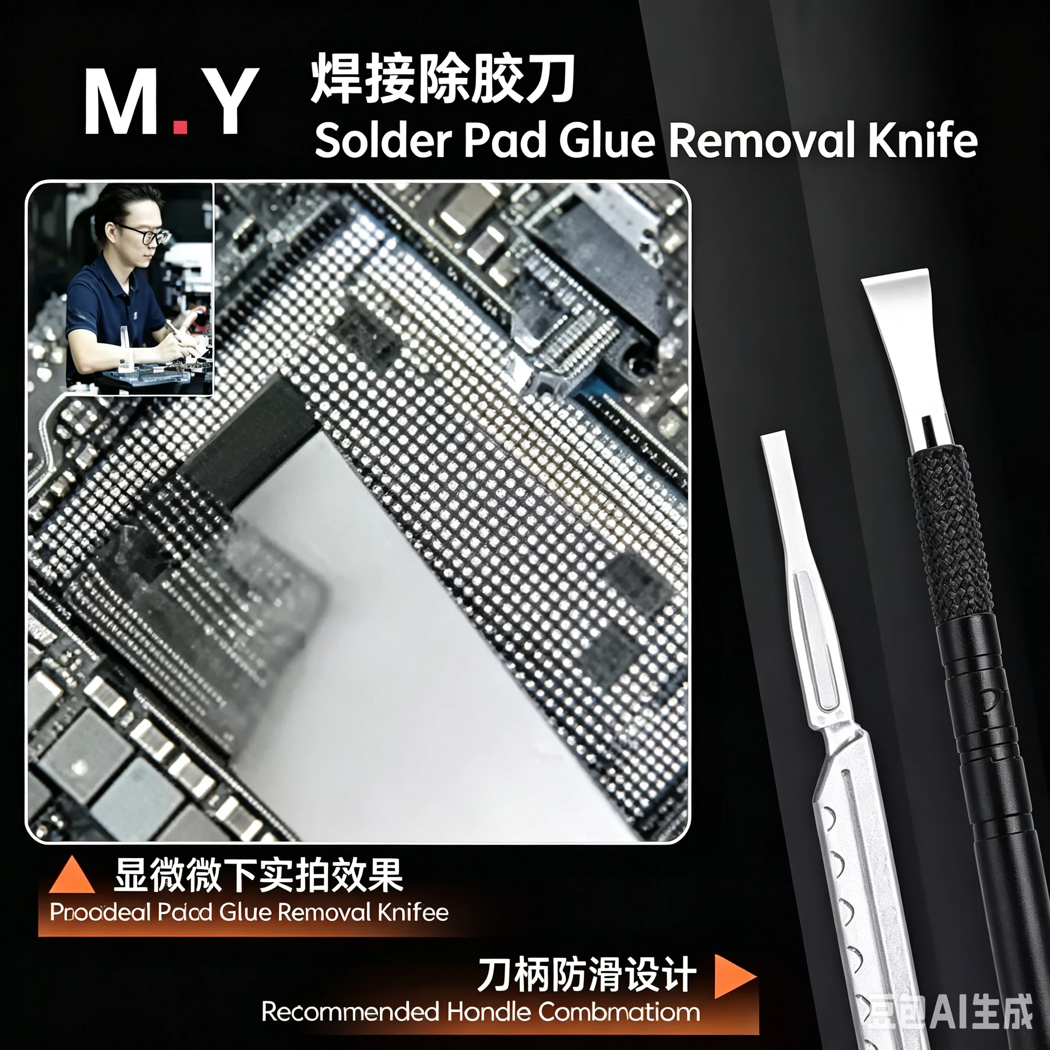 YCS M.Y Wide-mouth Solder Pad Removal Blade, No. 11 Blade, IC Solder Pad, IC Chip Frame Removal Scraper, Motherboard Repair