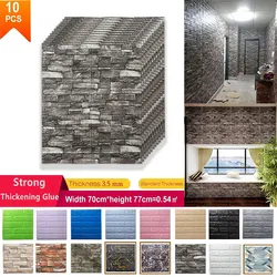 10 PCS Self-Adhesive Waterproof 3D Brick Wall Sticker Living Room Bedroom Anti-collision Foam Retro Wallpaper 77x70cm Wall Decor