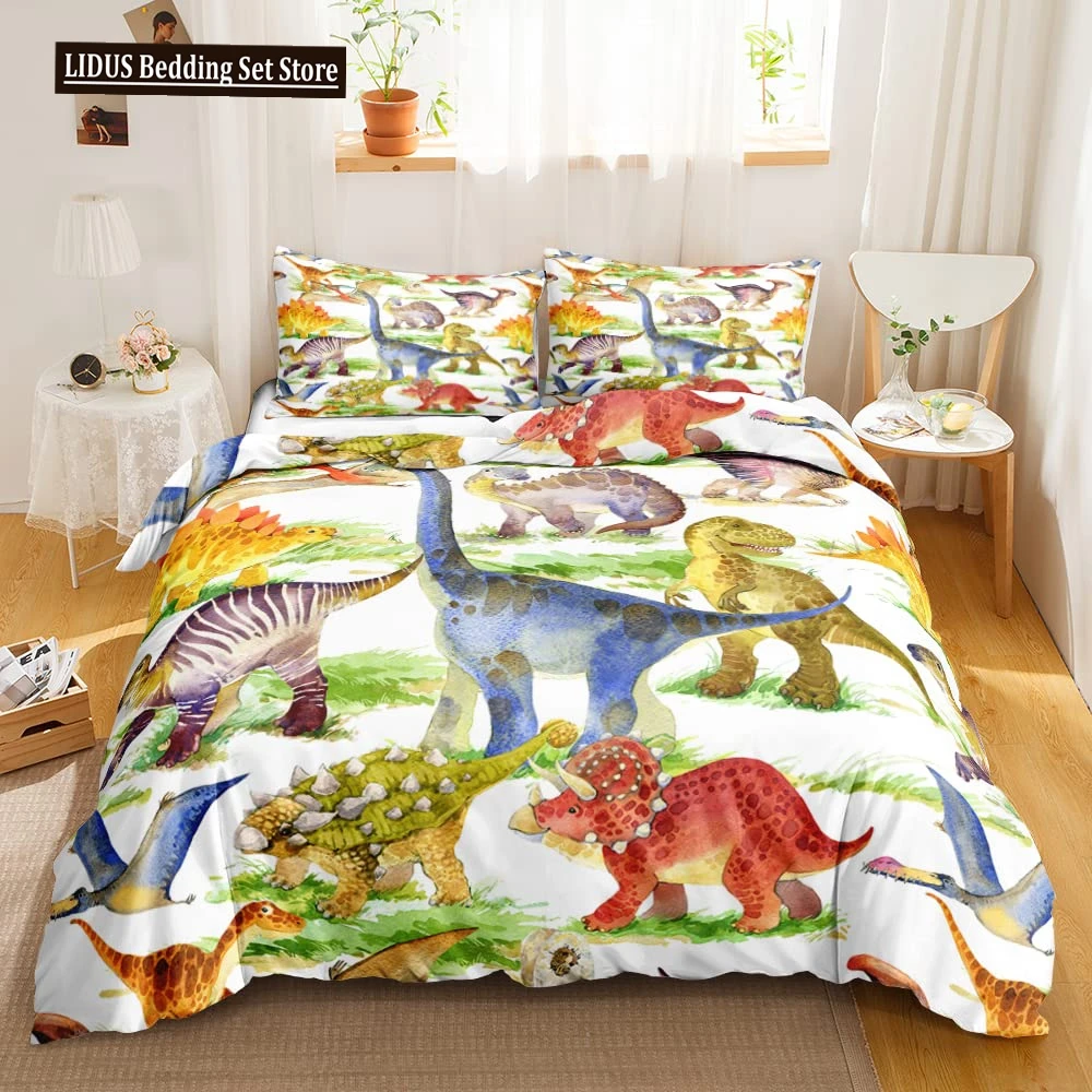 

Dinosaur Duvet Cover Set Cartoon Cute Duvet Cover Boy Bedding Set Dino Comforter Cover Set Soft Dinosaur Animal Teen Bedroom Set