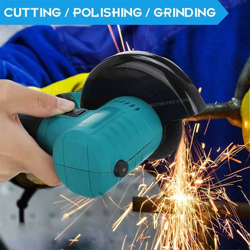 100mm 21V Brushless Electric Angle Grinder Mini Rotation Angle Grinder Polishing Woodworking Machine for Makita 18V Battery