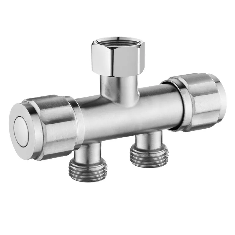 304 Stainless Steel Washing Machine Faucet Diverter - Dual Outlet - One-in-one-out Adapter