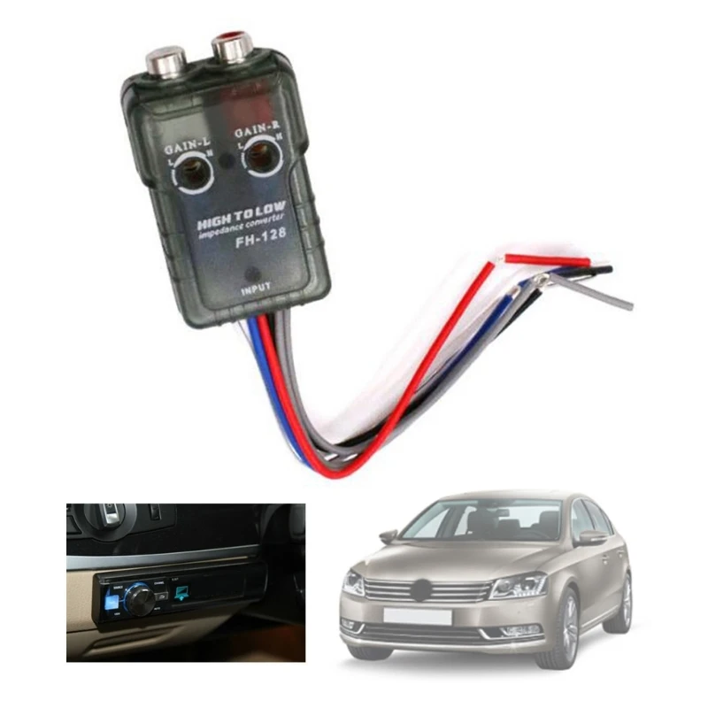 Upgraded Car Stereo Audio Speak Signal Hi-Low Converter for Auto Amp- Subwoofer Amplifier CD-Player High to Low Adapter