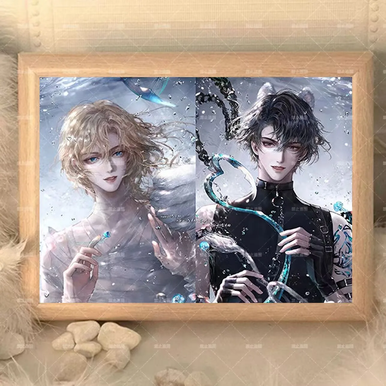 「マーメイドフォールズ」「ランボ、バイチュニアン」yaoi周辺フォトフレーム、パーソナライズされた、トレンディなシンプルな寮のベッドサイドテーブルの装飾