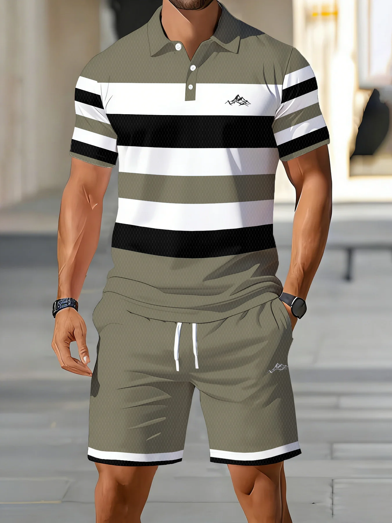 2026 Summer Men's Polo Shirt Set - 3D Printed Design Breathable Lightweight Comfortable Fashionable Outdoor Men's Clothing - view 5