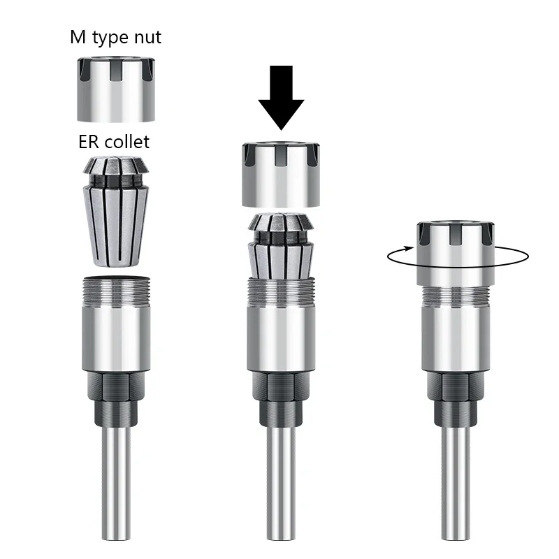 XCAN Router Bit Tool Holder 11pcs ER16 Spring Collet Chuck with 8mm Shank Router Bit Extension Rod Milling Cutter Tool Holder