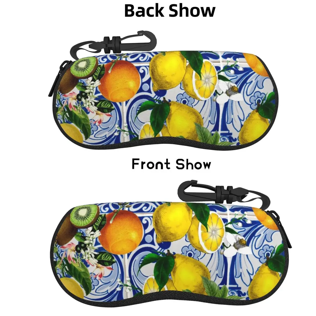 

Lemon On Blue Tile Shell Glasses Case Portable Sunglasses Box Women Men Soft Eyeglasses Bag Pouch
