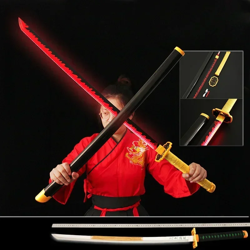 

Demon Slayer Anime Katana 104cm Nichirin Blade Wooden Samurai Sword Charge Luminescence Weapon Model for Cosplay Gifts Toys Boys